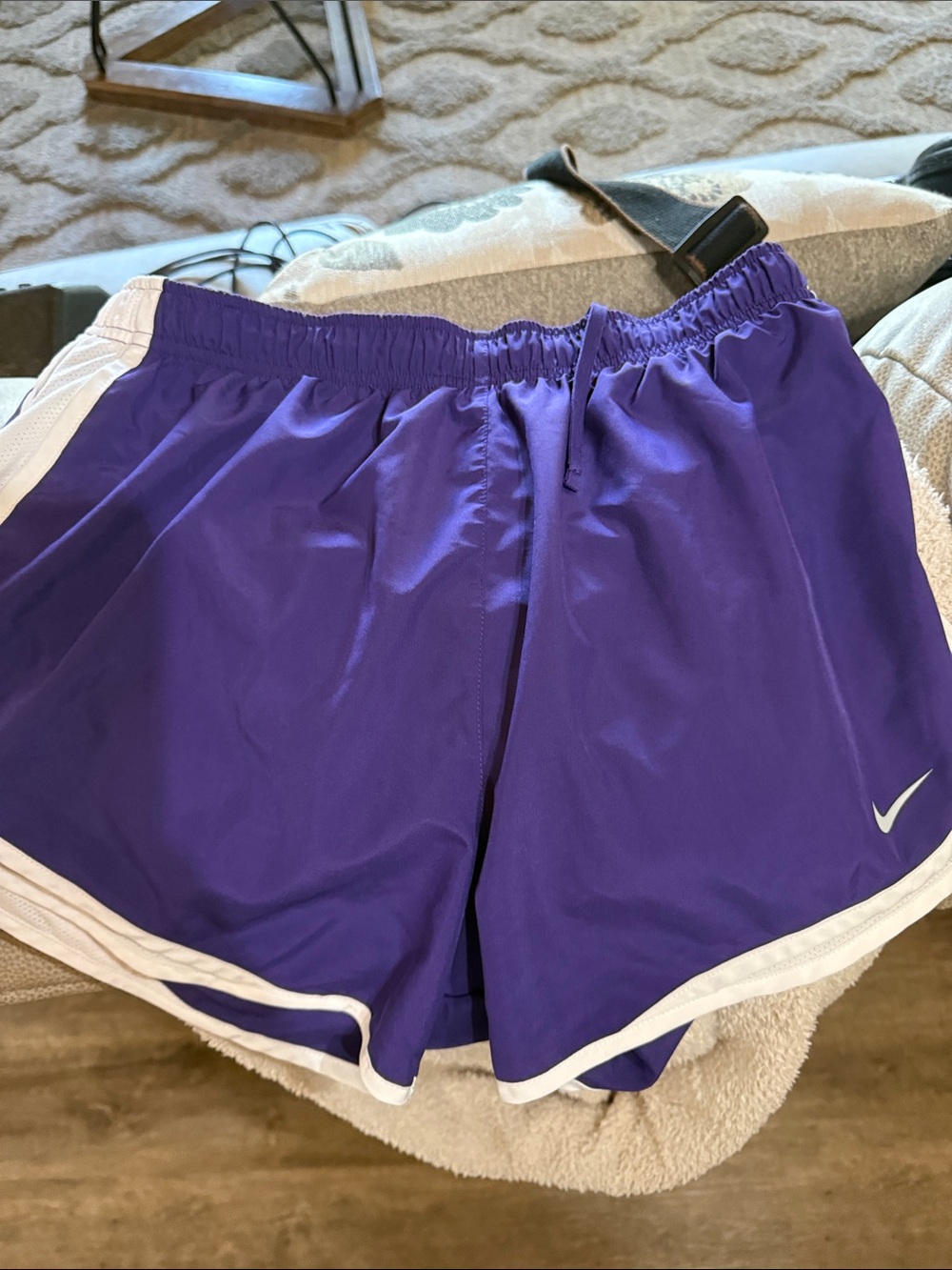 Nike Purple Athletic Running Shorts with White Trim